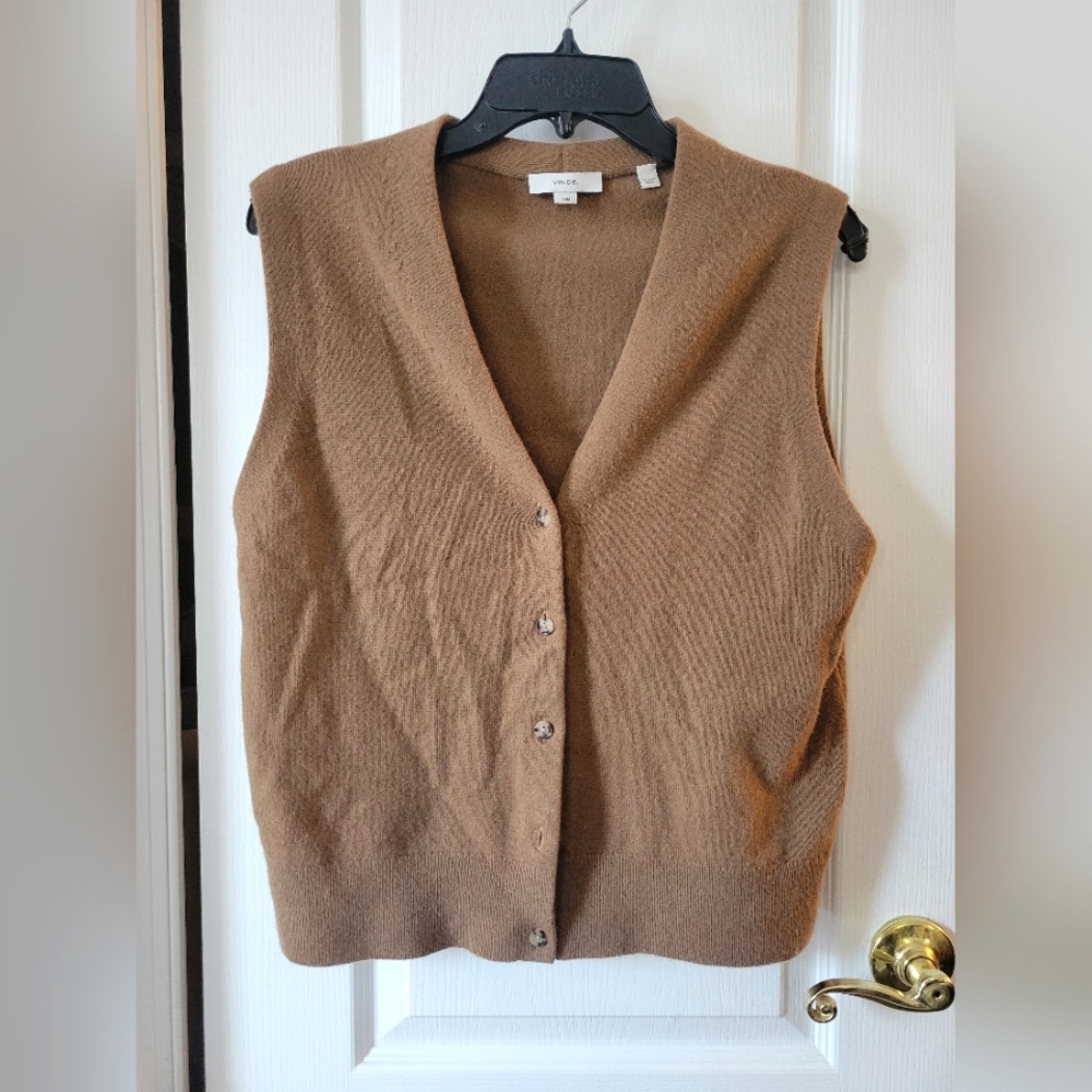 Vince Brown Button-Up Sweater Vest